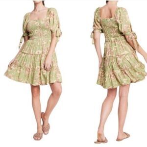 Agua Bendita for Target green floral smocked tiered dress size XL